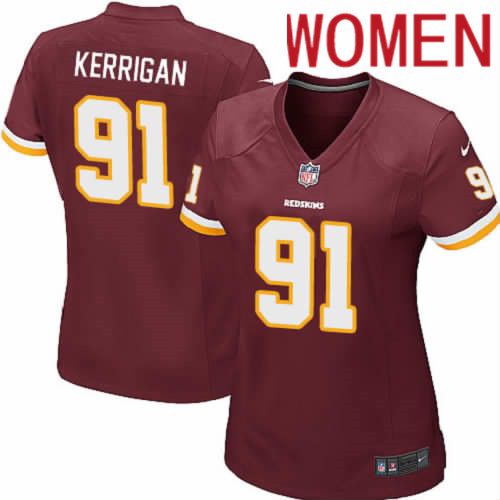 Women Washington Redskins 91 Ryan Kerrigan Nike Burgundy Game NFL Jersey